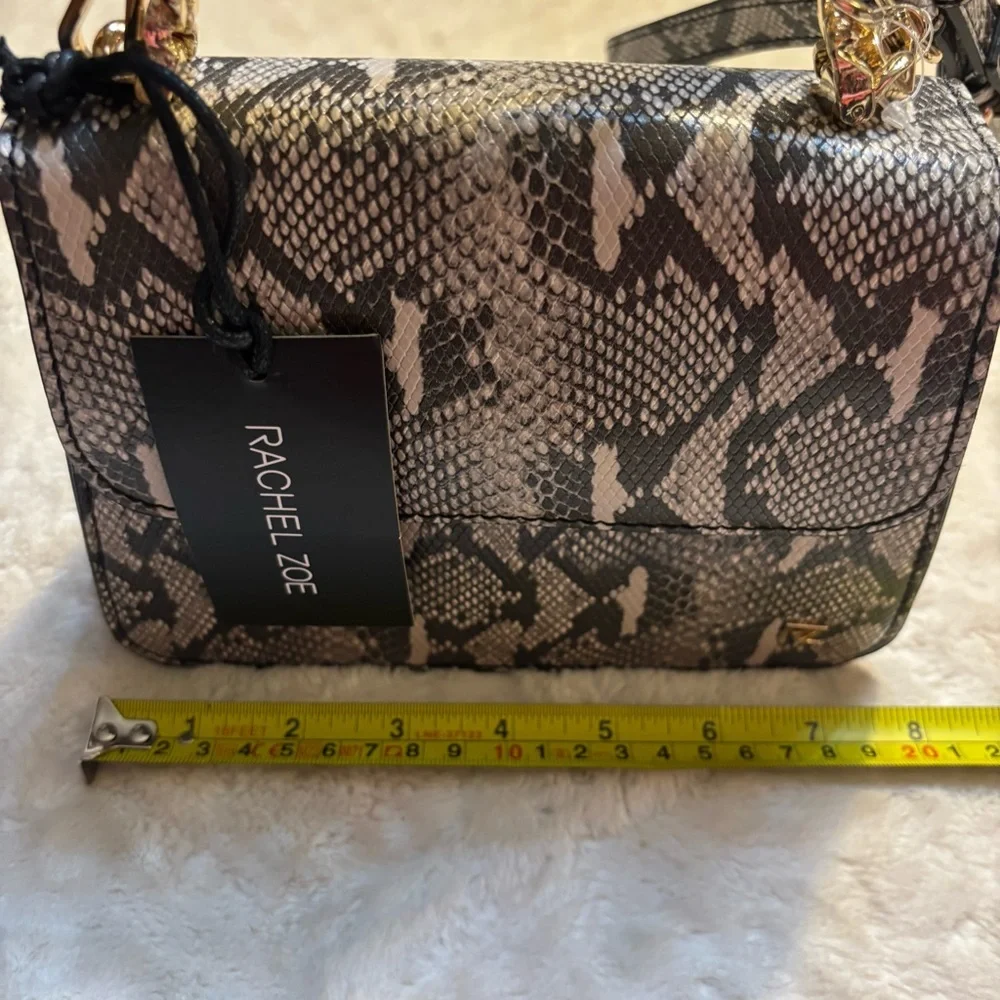 NWT Rachel Zoe Bag Pixie Black Gray Snakeskin Animal Print Crossbody Gold Hardwr